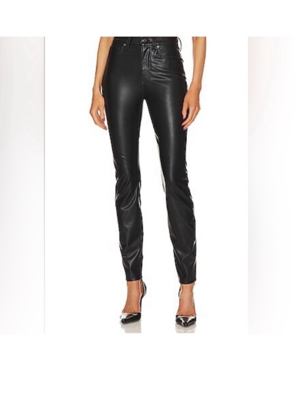 Veronica Beard Black High-Rise Faux Leather Skinny Pants